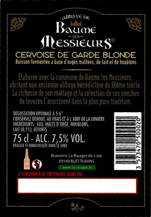 etiquette BRASSERIE LA ROUGET DE LISLE 104B