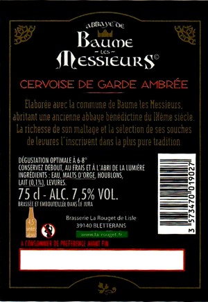 etiquette BRASSERIE LA ROUGET DE LISLE 105B