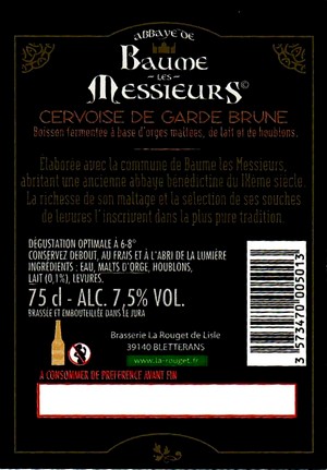 etiquette BRASSERIE LA ROUGET DE LISLE 106B