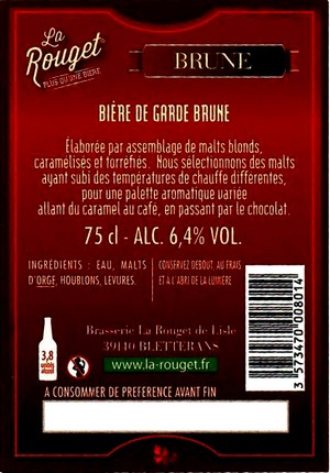 etiquette BRASSERIE LA ROUGET DE LISLE 108B