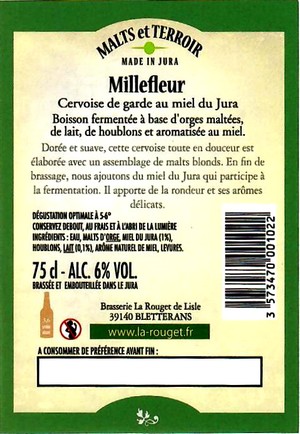 etiquette BRASSERIE LA ROUGET DE LISLE 109B