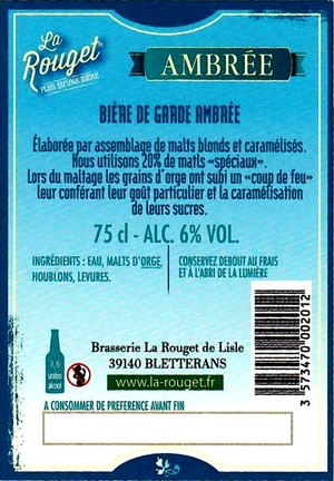 etiquette BRASSERIE LA ROUGET DE LISLE 110B