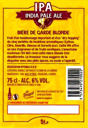 etiquette BRASSERIE LA ROUGET DE LISLE 111B