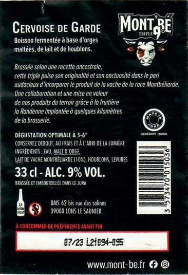 Etiquette BRASSERIE LA ROUGET DE LISLE 134B