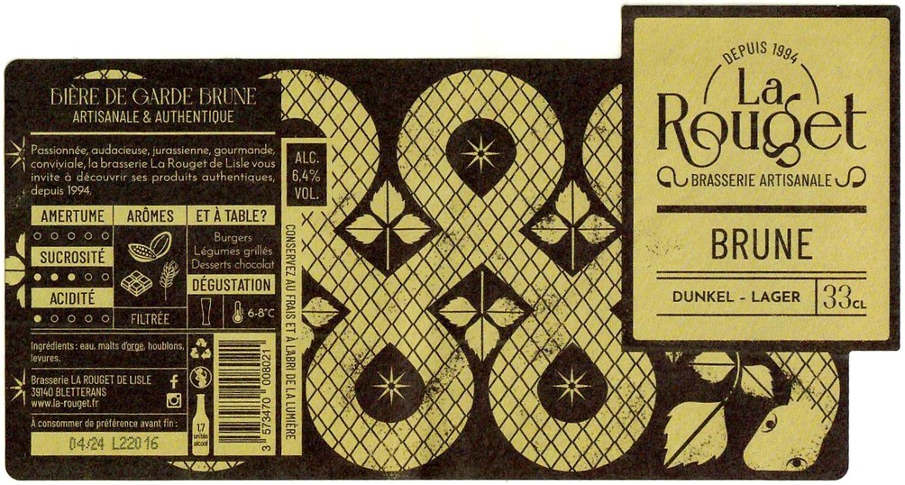 Etiquette BRASSERIE LA ROUGET DE LISLE 136