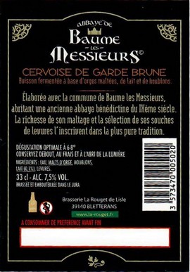 etiquette BRASSERIE LA ROUGET DE LISLE 91B