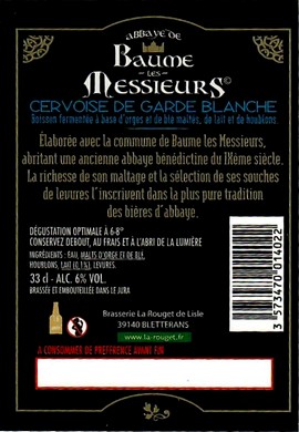 etiquette BRASSERIE LA ROUGET DE LISLE 92B