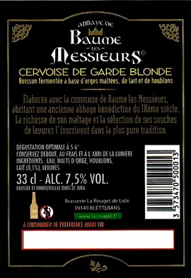 etiquette BRASSERIE LA ROUGET DE LISLE 93B