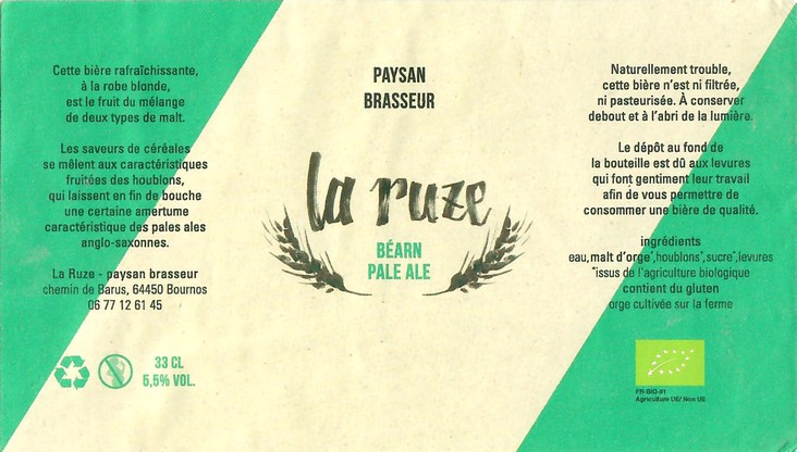 Etiquette BRASSERIE LA RUZE 01