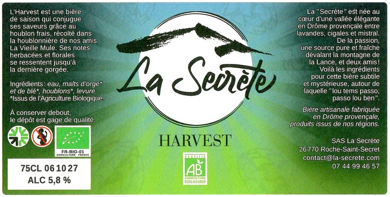 Etiquette BRASSERIE LA SECRETE 01