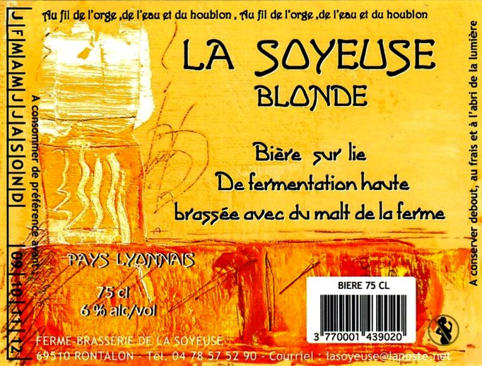 Etiquette BRASSERIE LA SOYEUSE 36