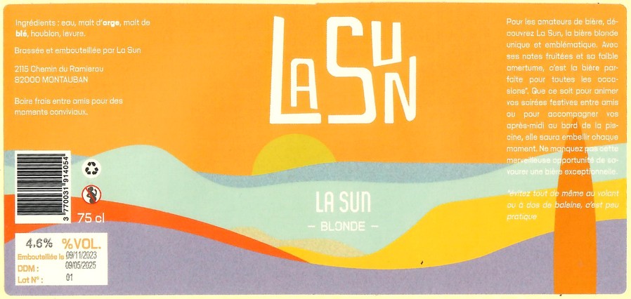 Etiquette BRASSERIE LA SUN 02