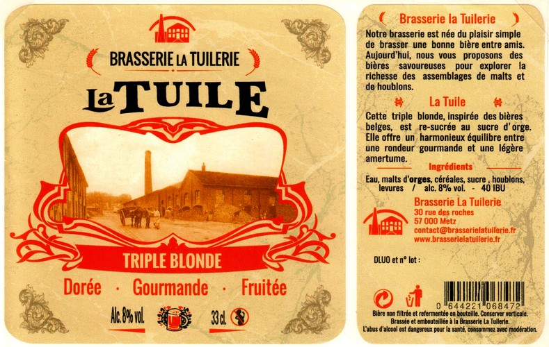 etiquette BRASSERIE LA TUILERIE 01