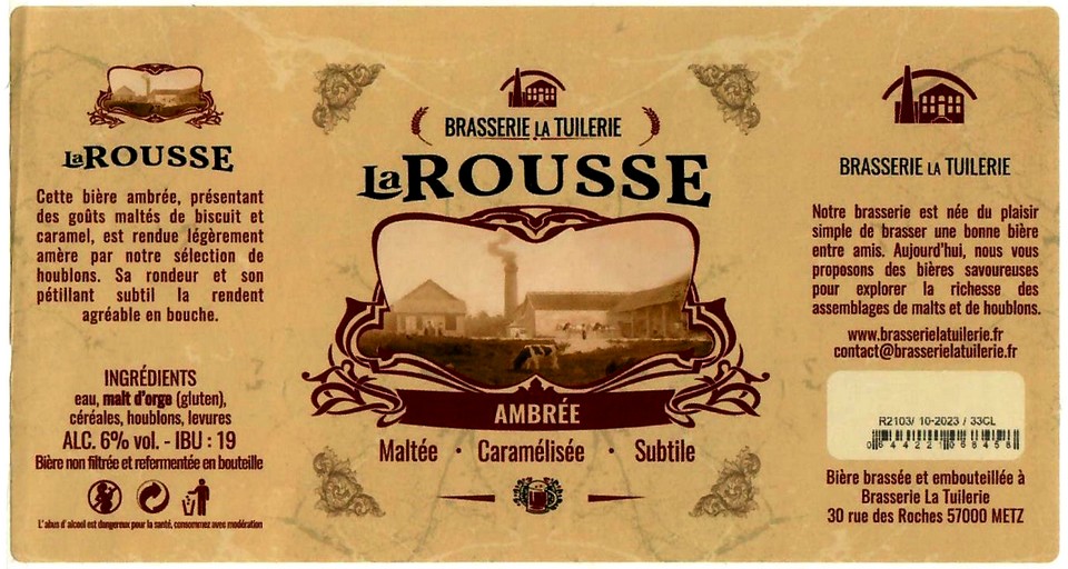 Etiquette BRASSERIE LA TUILERIE 17