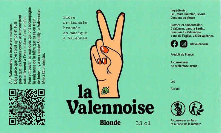 Etiquette BRASSERIE LA VALENNOISE 18