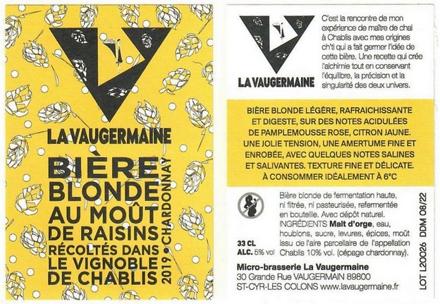 Etiquette BRASSERIE LA VAUGERMAINE 01