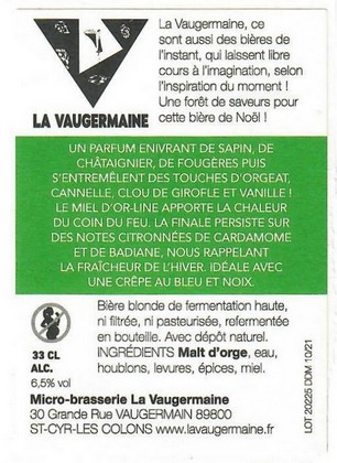 Etiquette BRASSERIE LA VAUGERMAINE 03B