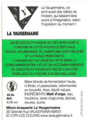 Etiquette BRASSERIE LA VAUGERMAINE 06B