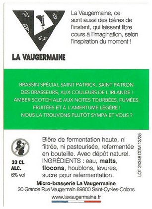 Etiquette BRASSERIE LA VAUGERMAINE 07B