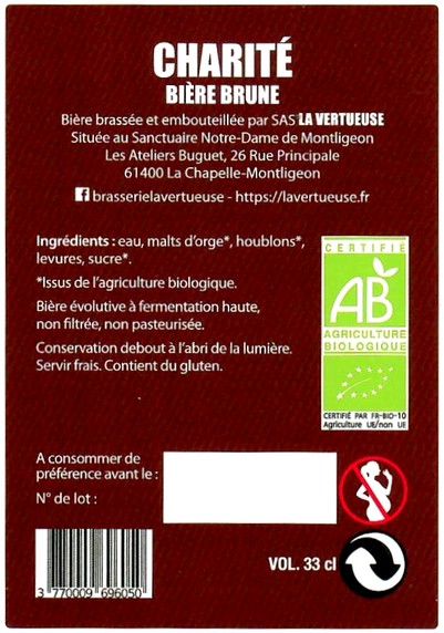 etiquette BRASSERIE LA VERTUEUSE 01B