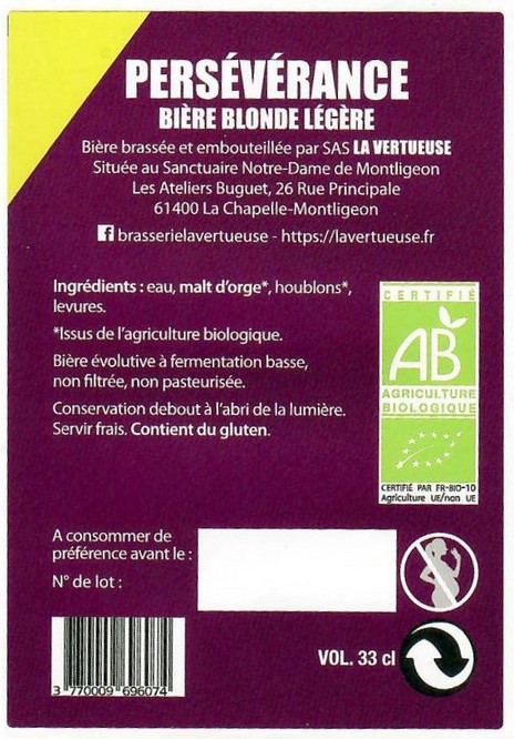 etiquette BRASSERIE LA VERTUEUSE 09B