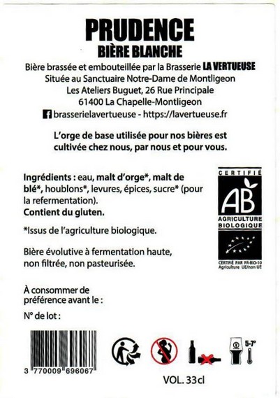 etiquette BRASSERIE LA VERTUEUSE 10B