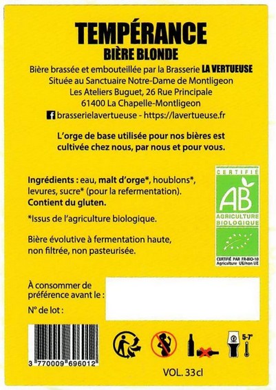 etiquette BRASSERIE LA VERTUEUSE 11B