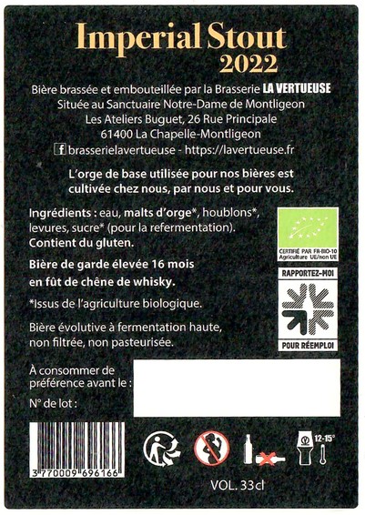 Etiquette BRASSERIE LA VERTUEUSE 20B