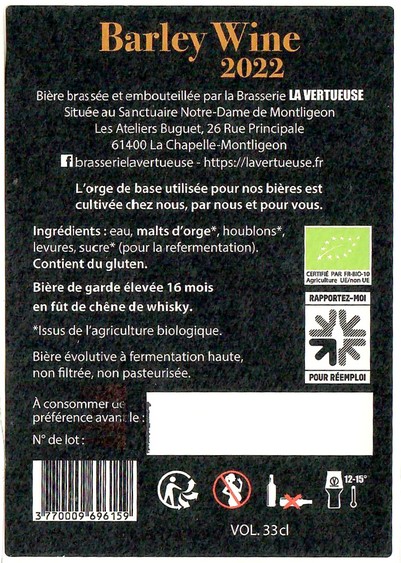 Etiquette BRASSERIE LA VERTUEUSE 21B