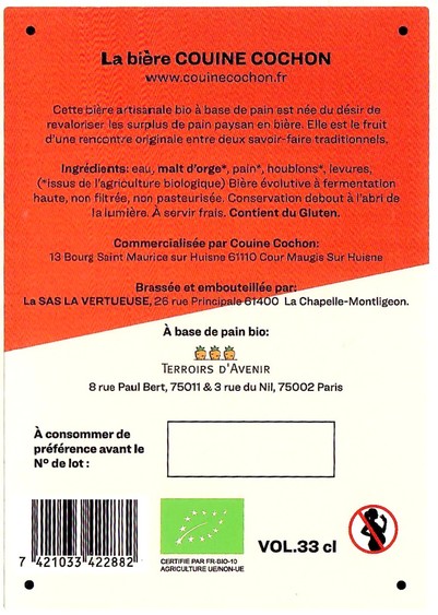 Etiquette BRASSERIE LA VERTUEUSE 23B