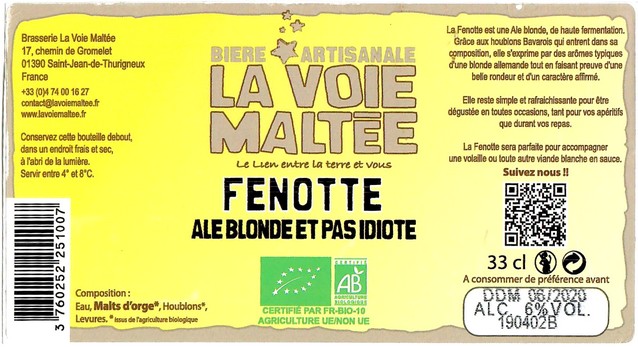 Etiquette BRASSERIE LA VOIE MALTEE 49