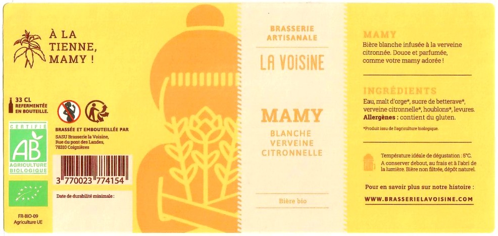 Etiquette BRASSERIE LA VOISINE 25