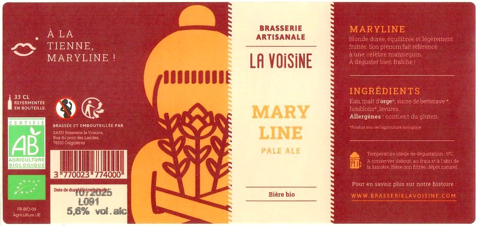 Etiquette BRASSERIE LA VOISINE 26