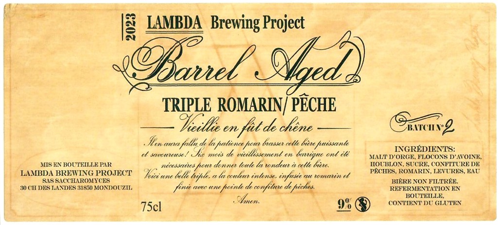 Etiquette BRASSERIE LAMBDA BREWING PROJECT 12