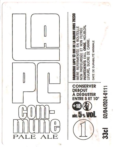 Etiquette BRASSERIE LAPC 01