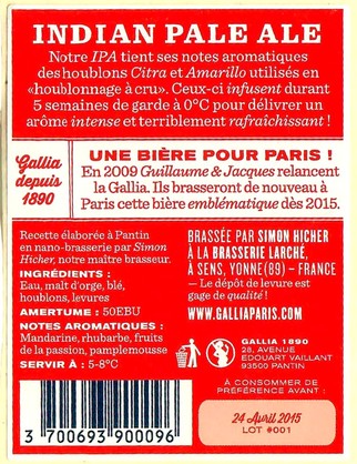 Etiquette BRASSERIE LARCHE 38B