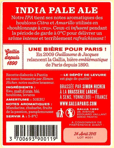 Etiquette BRASSERIE LARCHE 46B