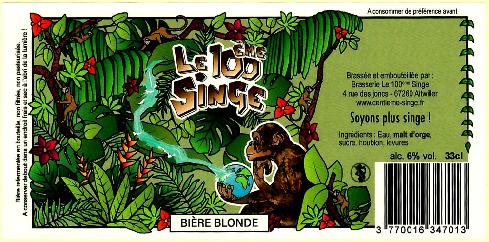 etiquette BRASSERIE LE 100EME SINGE 01