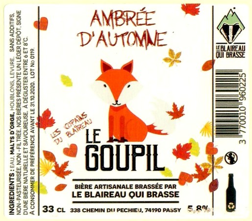 Etiquette BRASSERIE LE BLAIREAU QUI BRASSE 29