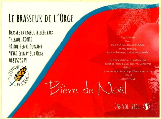 Etiquette BRASSERIE LE BRASSEUR DE L'ORGE 15