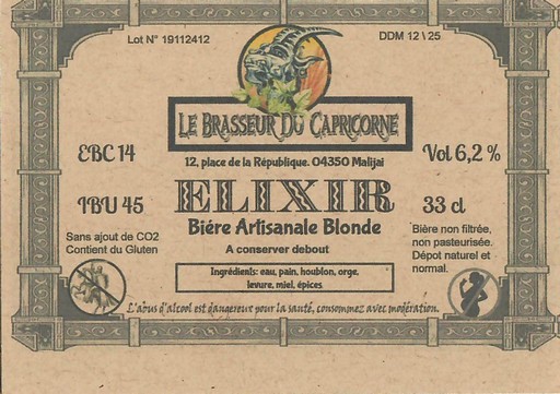 Etiquette BRASSERIE LE BRASSEUR DU CAPRICORNE 01