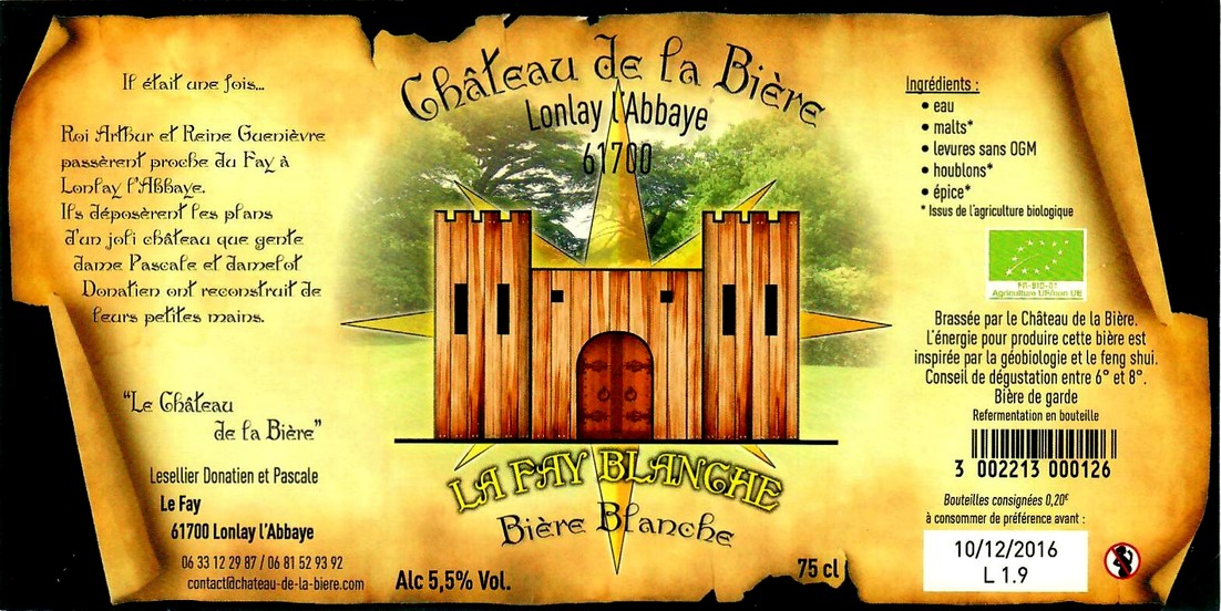 etiquette BRASSERIE LE CHATEAU DE LA BIERE 01