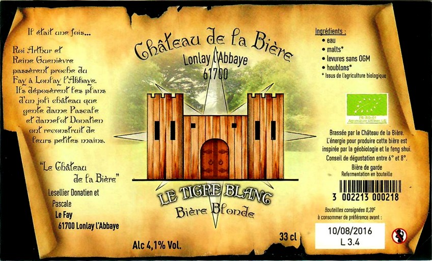 etiquette BRASSERIE LE CHATEAU DE LA BIERE 13