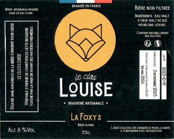 Etiquette BRASSERIE LE CLOS LOUISE 01