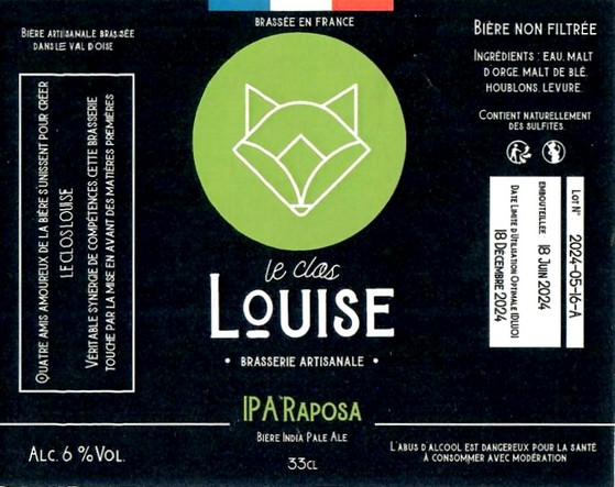 Etiquette BRASSERIE LE CLOS LOUISE 02