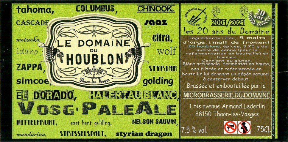 Etiquette BRASSERIE LE DOMAINE DU HOUBLON 21