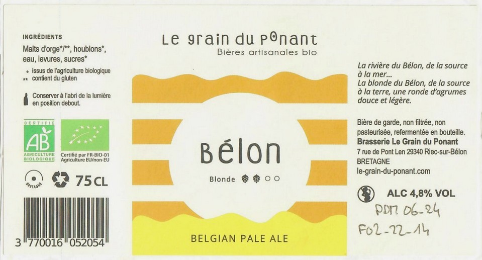 Etiquette BRASSERIE LE GRAIN DU PONANT 14
