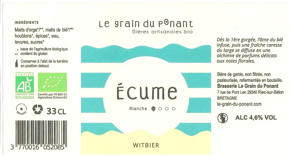 Etiquette BRASSERIE LE GRAIN DU PONANT 16