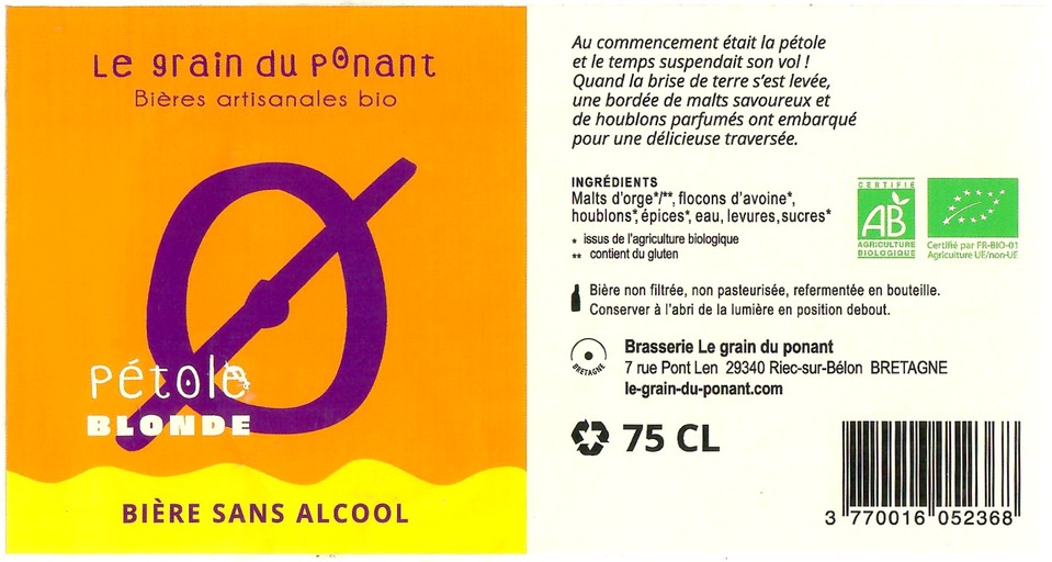 Etiquette BRASSERIE LE GRAIN DU PONANT 24