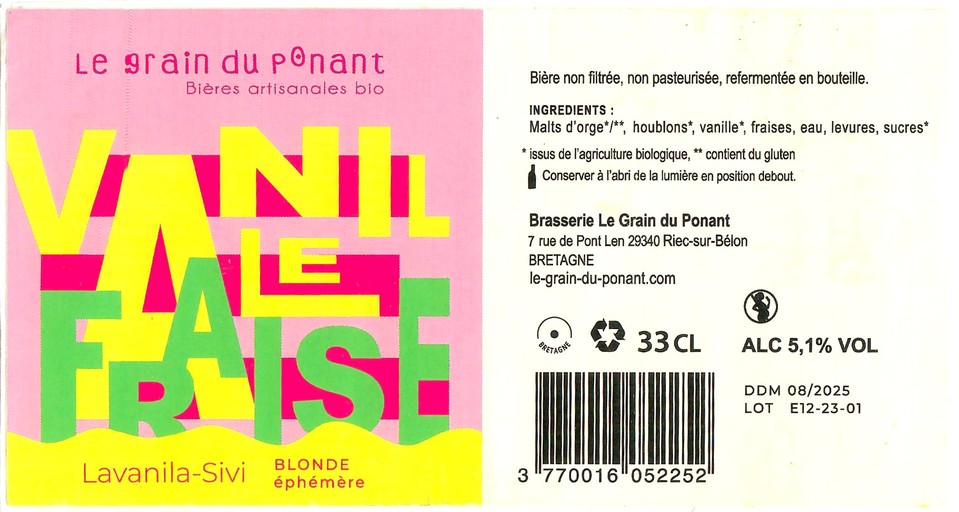 Etiquette BRASSERIE LE GRAIN DU PONANT 25